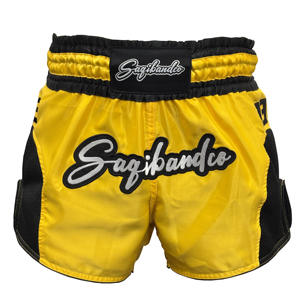 Muay Thai Mixed Martial Arts <b>Shorts</b> Black Gold Embroidery Stretch Durable Breathable 100g <b>Polyester</b> Unisex Adult Training Wear - Product Image 1