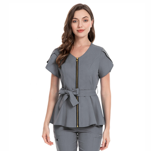 Tenues médicales uniformes à col en V pour femmes, ensembles de blouses d'infirmière à manches courtes et pantalons jogger pour infirmières - Product Image 3