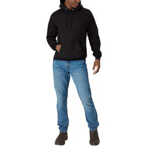 Sweat-shirt à capuche noir pour homme, coupe classique, en molleton de coton, décontracté, pour l'automne, avec poche avant et capuche à cordon de serrage - Product Image 1