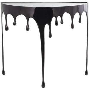 Modern Glossy Black Drip Coffee Table Half Round Decorative Living Room Furniture 36.25 Inch - Product Image 2