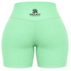 Pantalones Cortos Deportivos para Mujer, Color Verde Menta, Cintura Alta, Elásticos, para Fitness, Running, Yoga, Entrenamiento, Ropa Deportiva - Product Image 2