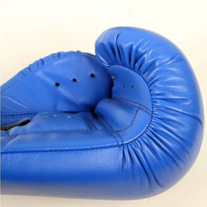 Gants de boxe bleus en similicuir avec fermeture Velcro pour adultes, équipement d'entraînement complet pour arts martiaux - Product Image 3