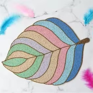 beaded round placemat Handmade Beaded Round Placemat Butterfly Design Embroidered Dining Mat Table Charger for Wedding Home Par - Product Image 5