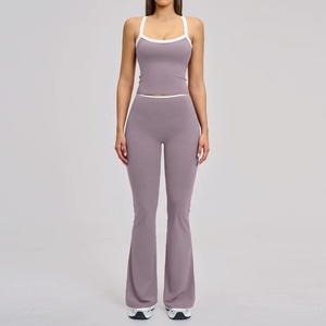 Yoga <b>Set</b> - Color-Contrasting Crossed Back Tight Yoga Clothes for Women - Running Fitness and Sports <b>Set</b> - Product Image 1
