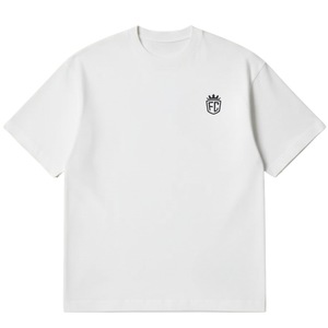 T-shirt blanc pour homme, coupe ample et décontractée, manches courtes, col rond, coton doux, streetwear décontracté avec logo minimal sur la poitrine - Product Image 5