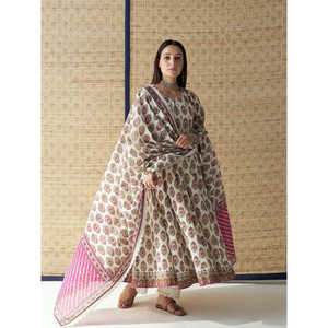 Hermoso Salwar Kameez de Algodón para Fiestas, Talla XL, Incluye Top, Pantalón y Dupatta - Product Image 2