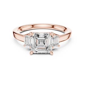 Anillo de boda de lujo en oro rosa de 14 quilates con diamante de corte Asscher cultivado en laboratorio, elegante joyería de diamantes para mujeres y niñas. - Product Image 1