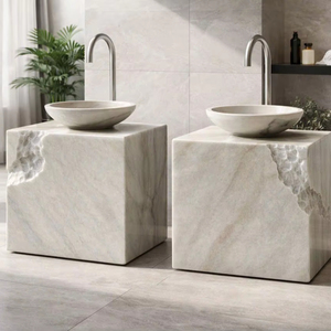 Lavabo de Mármol Tallado a Mano de Lujo Moderno - Lavabo Independiente Premium para Muebles de Baño en Hoteles, Resorts y Villas - Product Image 1