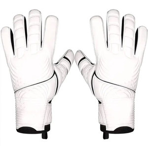 Guantes de Portero de Fútbol, Dedos Completos, Blancos y Negros, con Estampado de Silicona, Cierre de Velcro, Unisex, Transpirables, Antideslizantes - Product Image 6