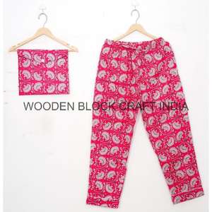 Conjunto de Pijama de Lujo para Mujer, 100% Algodón, Color Rosa, Estampado Floral a Mano, Manga Larga, Informal, para Dormir, Primavera/Verano - Product Image 4