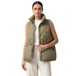 Veste matelassée bleue pour femme, col rabattu, manches longues, fermeture éclair, couleur unie, hiver, longueur normale, imperméable - Product Image 1