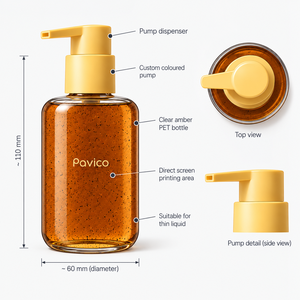 PET <b>Pump</b> <b>Bottle</b> Plastic <b>Dispenser</b> Shape Silk Screen Printed for Shampoo Lotion Body Wash Cosmetic Packaging Manufacturer Vietnam - Product Image 2