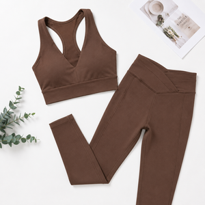Conjunto de Yoga para Mujer con Paneles en Contraste, Leggings de Cintura Alta, Sujetador Deportivo, Ropa Deportiva para Gimnasio y Entrenamiento - Product Image 3