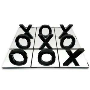 Jeu de Tic Tac Toe Moderne en Verre Acrylique Miroir, Pièces XO Noires de Luxe, Jeu de Société Décoratif pour Table Basse, Vente en Gros - Product Image 3