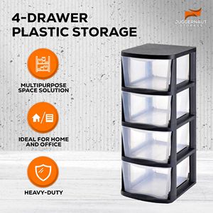 Tour de rangement en plastique avec 4 étagères noires, capacité de 60 lb - Product Image 4