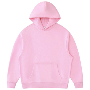 เสื้อฮู้ดสีชมพูขนาดใหญ่ ผ้าฝ้ายฟลีซสีพื้น ดีไซน์กระเป๋าแบบลำลอง ทรงปกติ สไตล์ถักนิตติ้ง เหมาะสำหรับใส่ในฤดูใบไม้ร่วง - Product Image 2