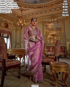 Yellow Royale <b>Tissue</b> Saree for <b>Wedding</b> & Diwali-Wrinkle Free & Moisture Wicking - Product Image 4