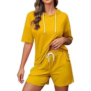 Conjunto de Dos Piezas para Mujer, Sudadera Corta con Capucha y Pantalones Jogger, Estilo Hip Hop, 100% Algodón, Diseño Sólido, para Invierno - Product Image 2