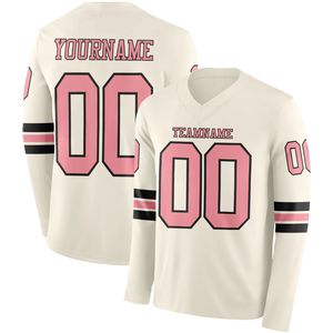 Maillot de football américain personnalisé à manches longues, respirant, col en V, tissu haute performance en spandex/polyester 220g, personnalisable - Product Image 3