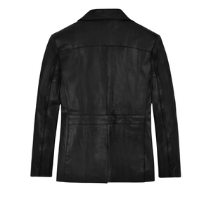 Chaqueta Safari de Cuero Genuino Negro para Hombre, Estilo Motero, Cuello Camisero, 4 Bolsillos, Marca Leather Cult - Product Image 2