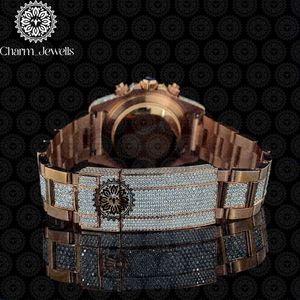 Montre de luxe vintage pour homme Charm_Jewells, bracelet en acier inoxydable, incrustée de diamants, mouvement mécanique analogique, fermoir pliant, 10 - Product Image 4