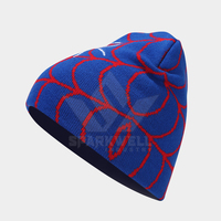 Bonnet d'extérieur unisexe pour enfants, motif toile d'araignée, style Y2K, bleu noir, en acrylique, avec impression flocage et détails brodés