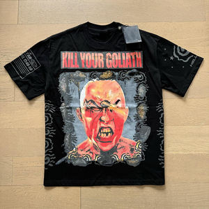 เสื้อยืดคุณภาพสูงสั่งทำพิเศษ ลายโกธิคสตาร์ เสื้อยืดผู้ชาย สกรีนโลโก้ได้ สไตล์สตรีทแวร์ ราคาส่ง โรงงานผลิตผ้าฝ้ายแบบ OEM - Product Image 2