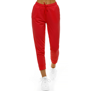 <b>Women's</b> Red And Brown Terry <b>Knitted</b> <b>Joggers</b> Mid Waist Drawstring Ankle-Length Casual Pants Breathable Regular Fit Autumn Style - Product Image 1