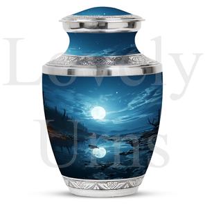 Urne funéraire bleue inspirée de la lune pour cendres d'adultes, urne commémorative pour cendres humaines, souvenir décoratif, hommage - Product Image 2