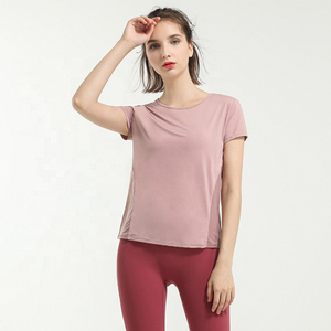 Women's Short Sleeve Plain Dyed Cotton Streetwear Sports <b>Top</b> High Quality Quick Dry Breathable & <b>Sweat</b> Wicking - Product Image 3