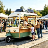 Chariot de friteuse à beignets avec station de glaçage, machine à café et chauffe-plats certifié CE pour les heures de pointe matinales des navetteurs