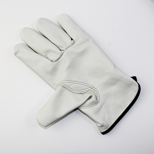 Guantes de Seguridad de Cuero Vacuno Blancos, Lisos, de Grano Completo, Antideslizantes, para Uso General, con Puño Recto, Duraderos - Product Image 3