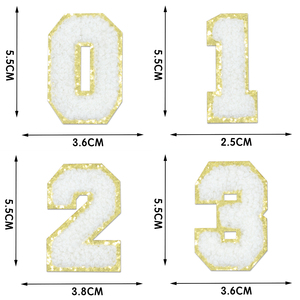 แผ่นปะติดเสื้อผ้าแบบรีดติด ลายปักเชนีล  รักษ์โลก พร้อมหมายเลข - Product Image 3