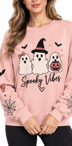 Halloween Printed Front <b>Sweatshirt</b> Cute <b>Black</b> Cat Pumpkin Graphic 100% Cotton Oversized <b>Crew</b> <b>Neck</b> Long Sleeve Pullover Autumn - Product Image 6