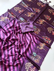 Elegante Saree de Seda Satinada Premium con Estampado Digital Leheriya Vantara, con Borlas de Pallu Hechas a Mano, Tela Suave y Cómoda, Estilosa - Product Image 6