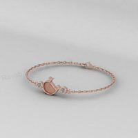 Bracelet chaîne en argent 925 de haute qualité et or 14 carats, minimaliste, en forme de dauphin, avec base de sertissage vierge pour zircone cubique, apprêts pour bijoux en résine