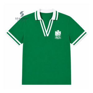 เสื้อโปโล Iota Phi Lambda Sorority สำหรับผู้หญิง สีเขียวขาวลายทาง คอวี ผ้าปิเก้ถัก แขนสั้น ปักลายตราสัญลักษณ์ เสื้อยืดคอปก - Product Image 1