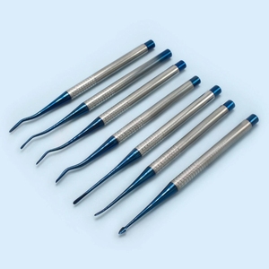 Ensemble de 7 instruments chirurgicaux dentaires de luxe pour extraction atraumatique, comprenant des periotomes et des élévateurs à pointes en titane, certifiés CE - Product Image 1