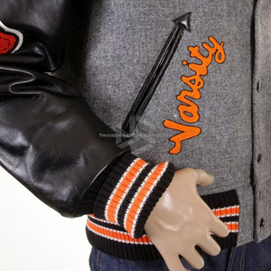 OEM Custom Wool Patch Embroidery Polyester Sleeve Vintage Letterman Windproof Thick Winter Letterman Varsity Bomber <b>Jacket</b> <b>Men</b> - Product Image 5