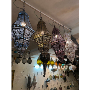 Lanterne suspendue vintage en laiton, lanterne suspendue colorée avec miroir, grande taille, décoration d'intérieur - Product Image 3