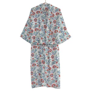 Bata de baño informal de verano para noche, 100% de algodón, estampado a mano, Bikini de playa, hasta la rodilla - Product Image 5
