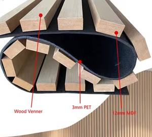 Panneaux décoratifs 3D en MDF flexible gris rainuré sculpté avec tissu insonorisant et anti-humidité pour usage intérieur en villa - Product Image 3