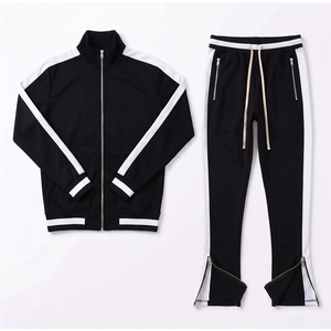 Conjunto Deportivo Personalizado en Blanco y Negro para Hombre, Chaqueta y Pantalones de Felpa, Algodón Grueso, Unisex - Product Image 3