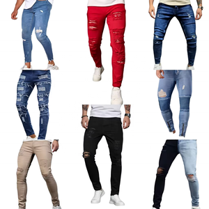 Jean slim fit unisexe en tissu extensible et délavé, qualité supérieure, tailles personnalisées, option de couleur. - Product Image 1