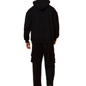 Conjunto Deportivo 2 en 1 para Hombre, con Capucha, Negro, Transpirable, Ligero, 100% Algodón, Lavado Ácido, Cierre con Cordón, Manga Larga, Casual - Product Image 2