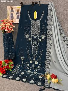 Traje Salwar y Dupatta de Georgette Sintético de Calidad de Exportación India, Especial para Eid, con Bordado de Lentejuelas y Trabajo Khatli, Proveedor de la India - Product Image 5