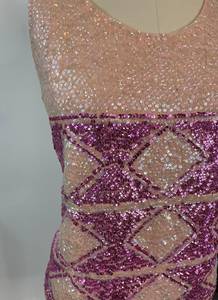 <b>Women</b> Sequined Argyle <b>Knitted</b> 100% Polyester <b>Tank</b> <b>Top</b> Scoop Neck Sleeveless Blouse Pink Clubwear - Product Image 4