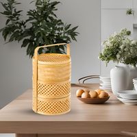 Traditionele Souvenir Bamboe 3 Lagen Mand Met Deksel Steeamer Food Fruit Opslag Beste Idee Voor Restaurant En Cadeau-Accessoires