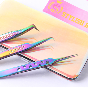 Pinces à épiler pour extensions de cils en acier inoxydable, best-seller, multicolores, testées à la main, légères, faciles à utiliser - Product Image 2