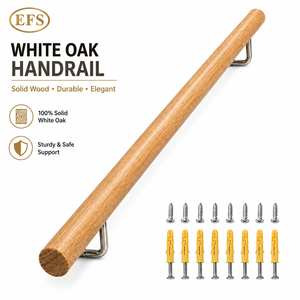 Barandal de Escalera de Madera de Roble Rojo Sólido Modelo EFS 5600, Estilo Tradicional Minimalista, Montado en la Pared, Longitud Personalizable - Product Image 1